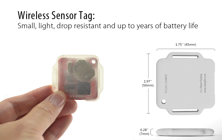 Wireless Motion Sensor Tag: Small, light, thin, tough and up to years of battery life
